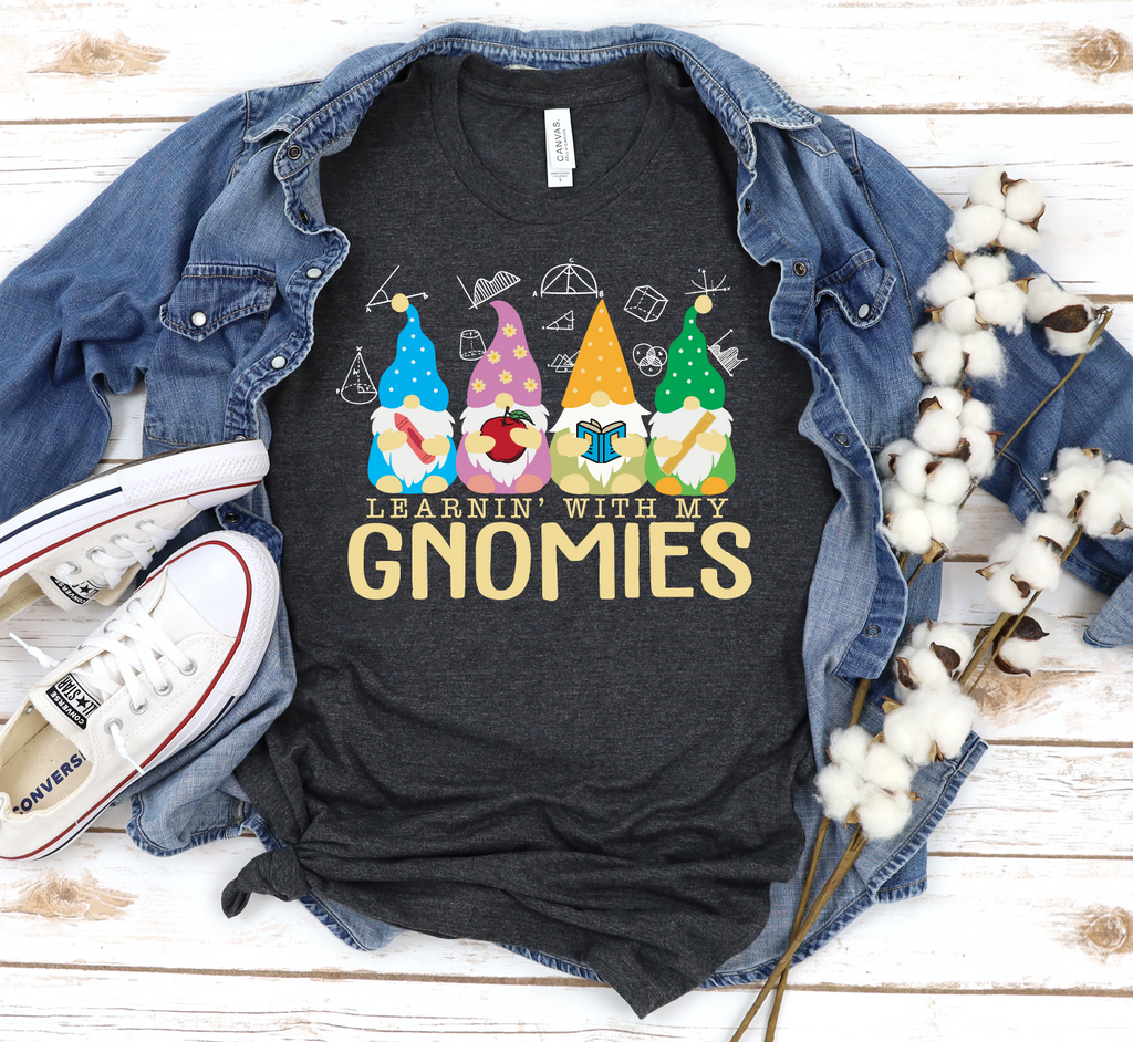 Learnin' With My Gnomies-Graphic Tee- Simply Simpson's Boutique is a Women's Online Fashion Boutique Located in Jupiter, Florida