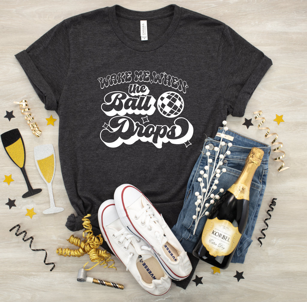 WAKE ME WHEN THE BALL DROPS-Graphic Tee- Simply Simpson's Boutique is a Women's Online Fashion Boutique Located in Jupiter, Florida