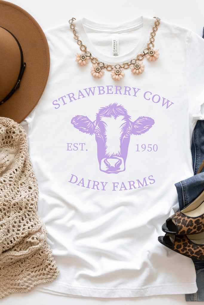 Strawberry Cow Graphic Tee-Graphic Tee- Simply Simpson's Boutique is a Women's Online Fashion Boutique Located in Jupiter, Florida