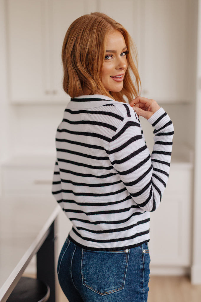 Self Improvement V-Neck Striped Sweater-Shirts & Tops- Simply Simpson's Boutique is a Women's Online Fashion Boutique Located in Jupiter, Florida