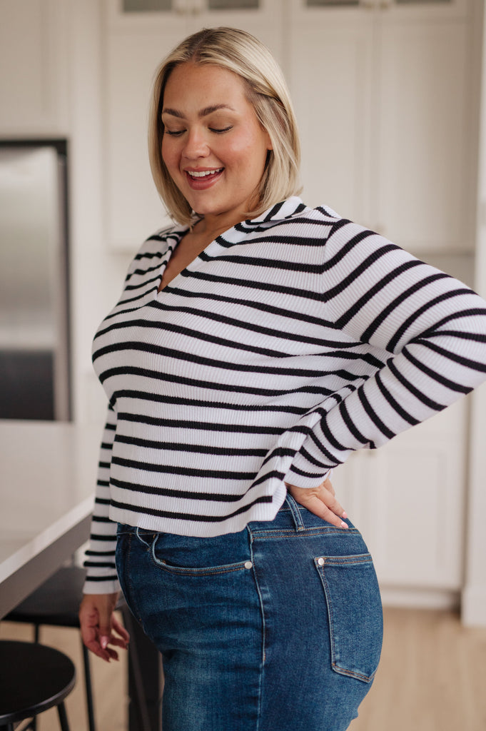 Self Improvement V-Neck Striped Sweater-Shirts & Tops- Simply Simpson's Boutique is a Women's Online Fashion Boutique Located in Jupiter, Florida