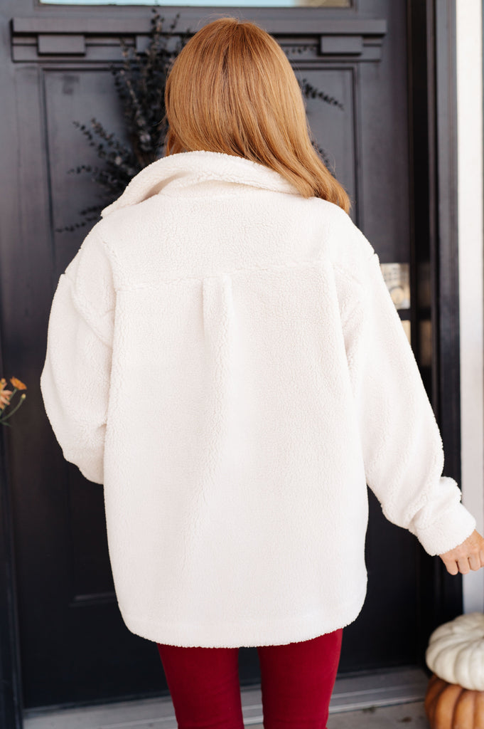 Shrouded in Sherpa Coat in White-Shirts & Tops- Simply Simpson's Boutique is a Women's Online Fashion Boutique Located in Jupiter, Florida