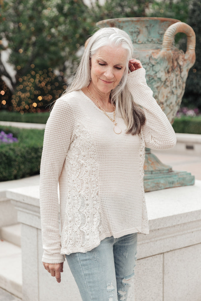 Side Of Art Top In Beige-Long Sleeves- Simply Simpson's Boutique is a Women's Online Fashion Boutique Located in Jupiter, Florida
