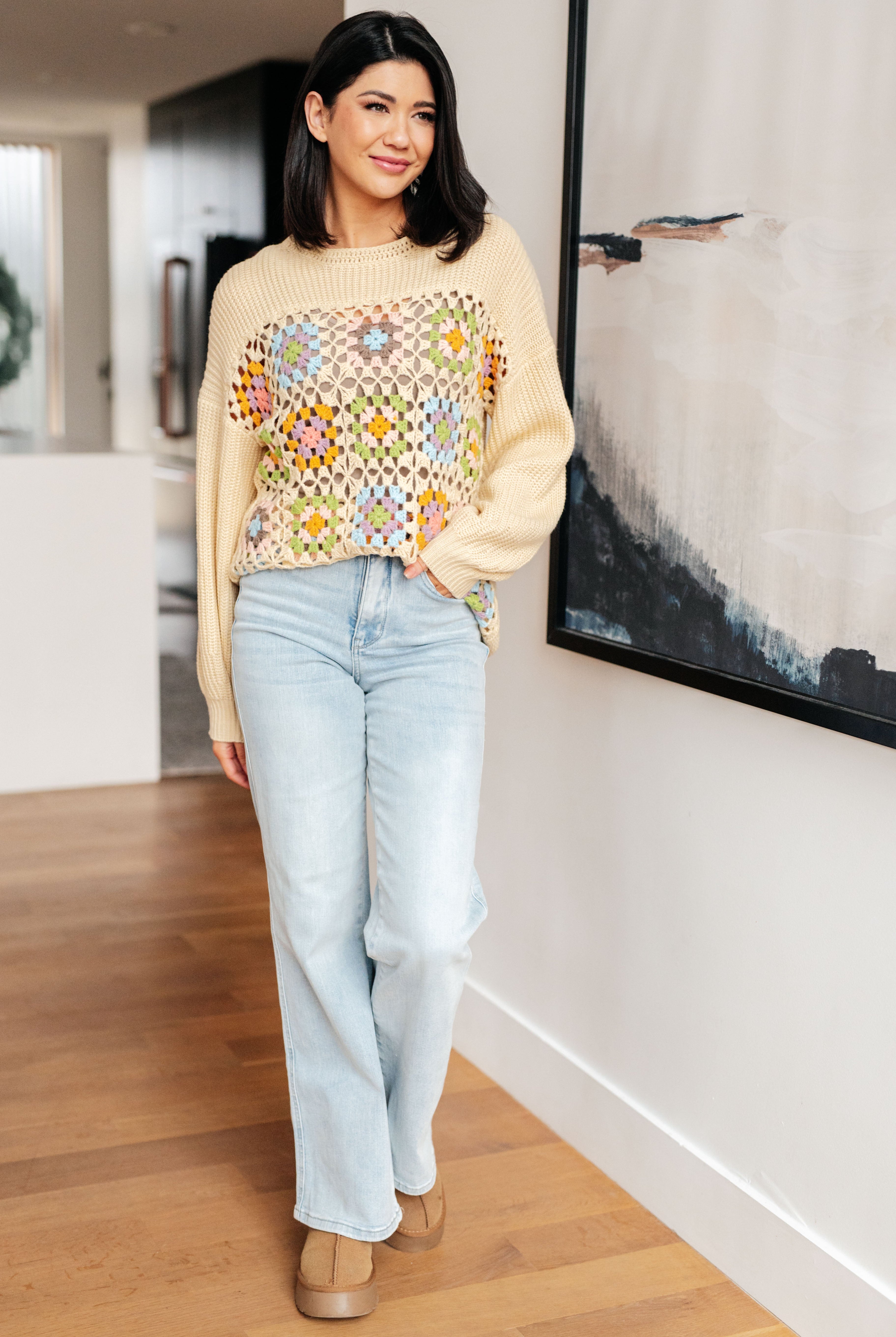 Square Dance Granny Square Sweater-Sweaters- Simply Simpson's Boutique is a Women's Online Fashion Boutique Located in Jupiter, Florida