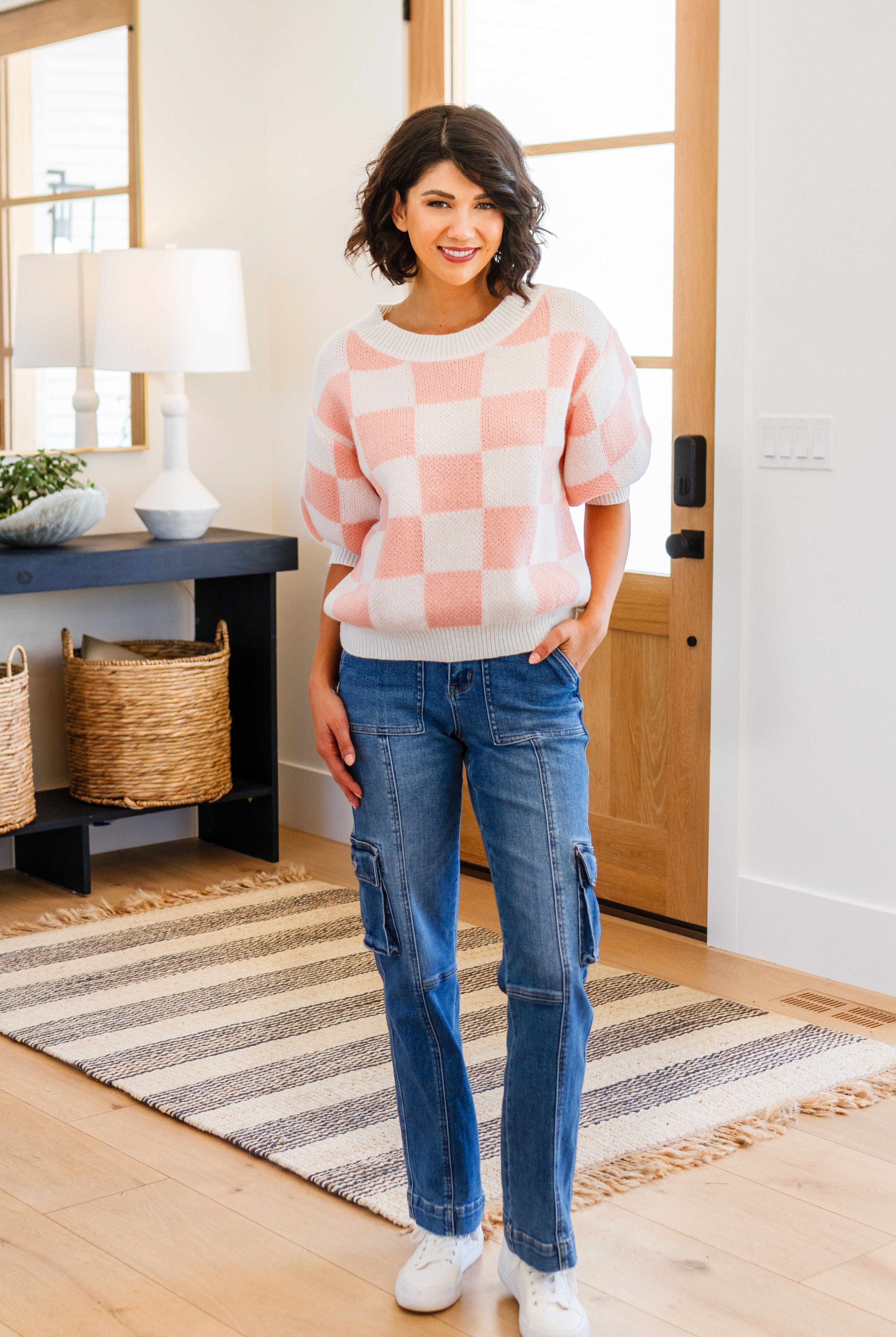 Start Me Up Checkered Sweater-Sweaters- Simply Simpson's Boutique is a Women's Online Fashion Boutique Located in Jupiter, Florida