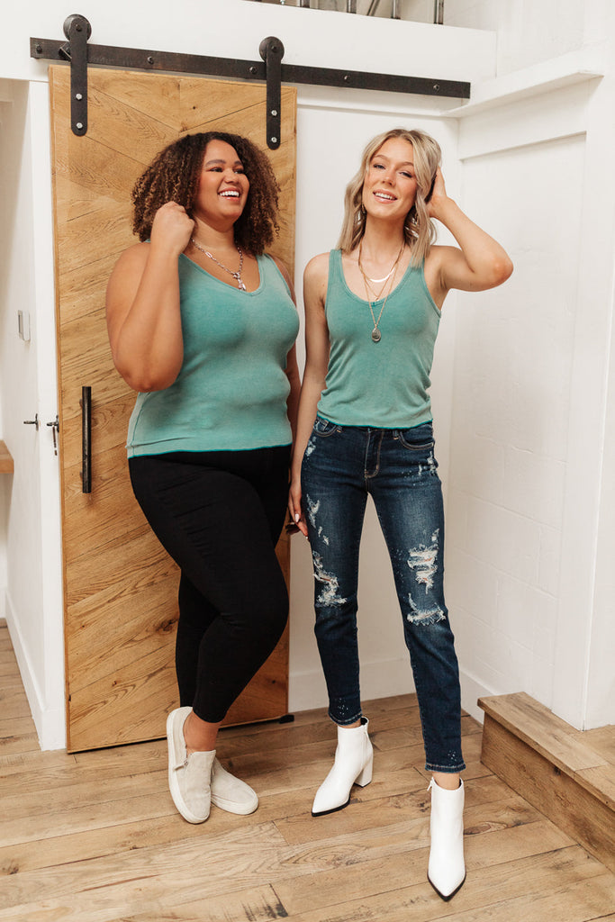 Stay Easy Tank In Aqua-Tank Tops- Simply Simpson's Boutique is a Women's Online Fashion Boutique Located in Jupiter, Florida