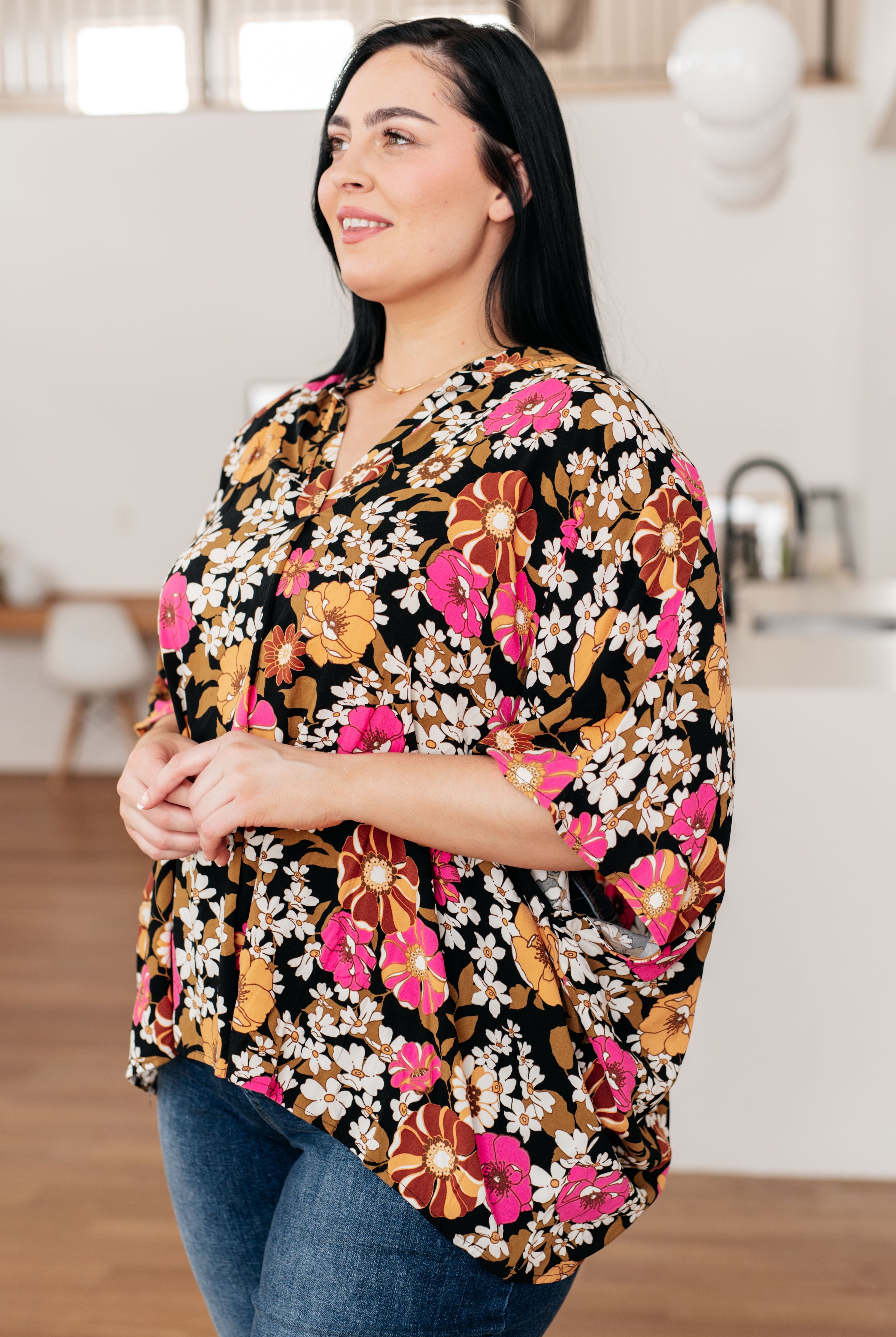Take Another Chance Floral Print Top-Short Sleeves- Simply Simpson's Boutique is a Women's Online Fashion Boutique Located in Jupiter, Florida