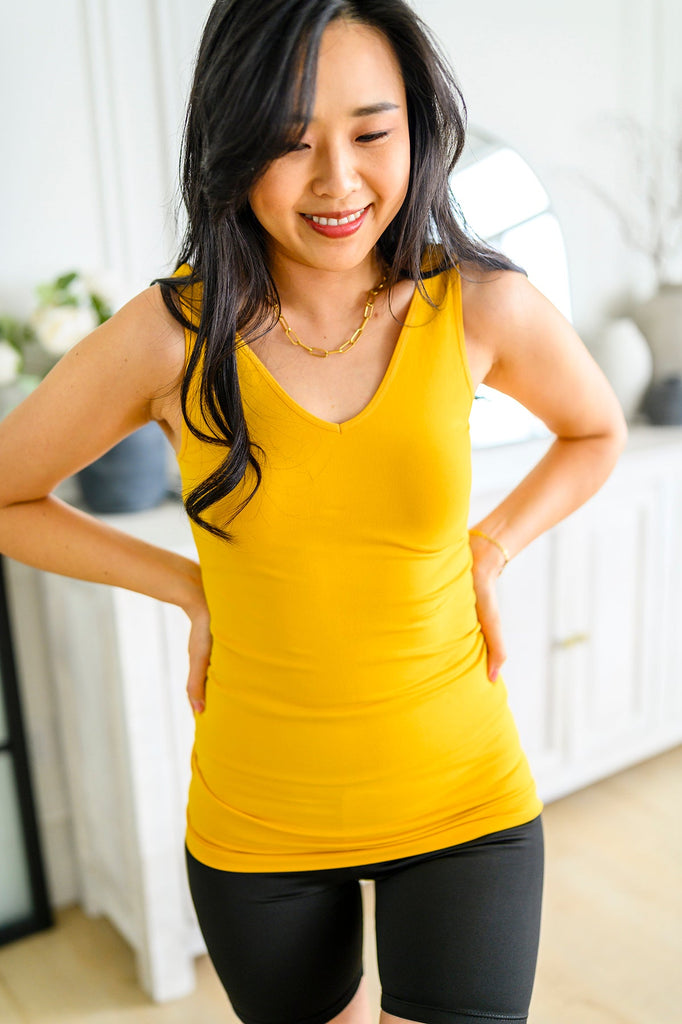 The Basics Reversible Longline Tank in Mustard-Tank Tops- Simply Simpson's Boutique is a Women's Online Fashion Boutique Located in Jupiter, Florida