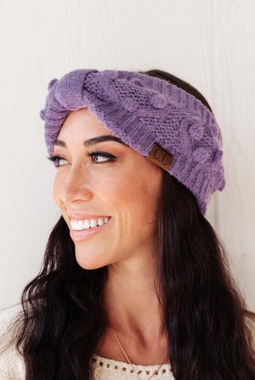 Pom Knit Head Wrap In Periwinkle-Accessories- Simply Simpson's Boutique is a Women's Online Fashion Boutique Located in Jupiter, Florida