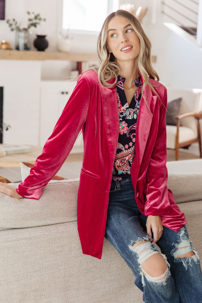 Verity Velvet Blazer-Shirts & Tops- Simply Simpson's Boutique is a Women's Online Fashion Boutique Located in Jupiter, Florida