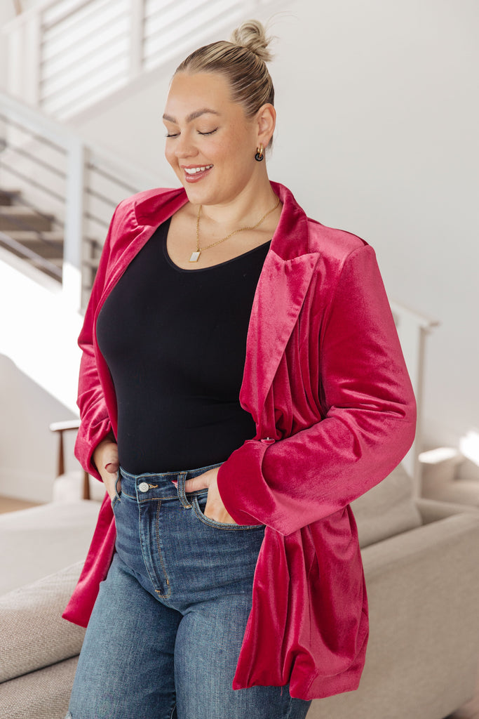 Verity Velvet Blazer-Shirts & Tops- Simply Simpson's Boutique is a Women's Online Fashion Boutique Located in Jupiter, Florida