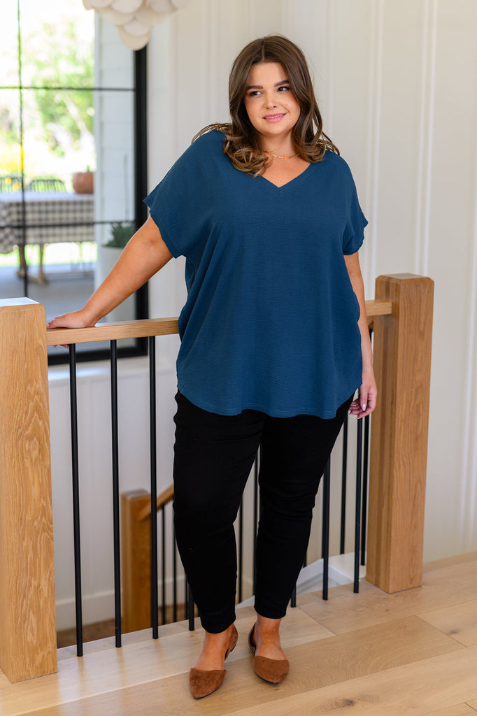 Very Much Needed V-Neck Top in Teal-Shirts & Tops- Simply Simpson's Boutique is a Women's Online Fashion Boutique Located in Jupiter, Florida