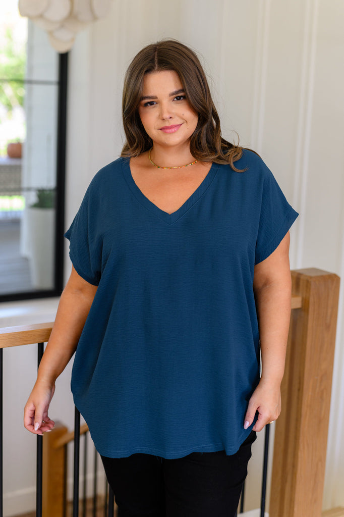 Very Much Needed V-Neck Top in Teal-Shirts & Tops- Simply Simpson's Boutique is a Women's Online Fashion Boutique Located in Jupiter, Florida