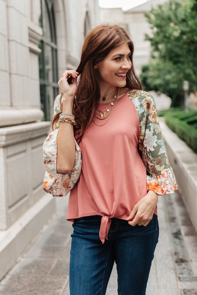 Wear Your Floral On Your Sleeves Top-Long Sleeves- Simply Simpson's Boutique is a Women's Online Fashion Boutique Located in Jupiter, Florida
