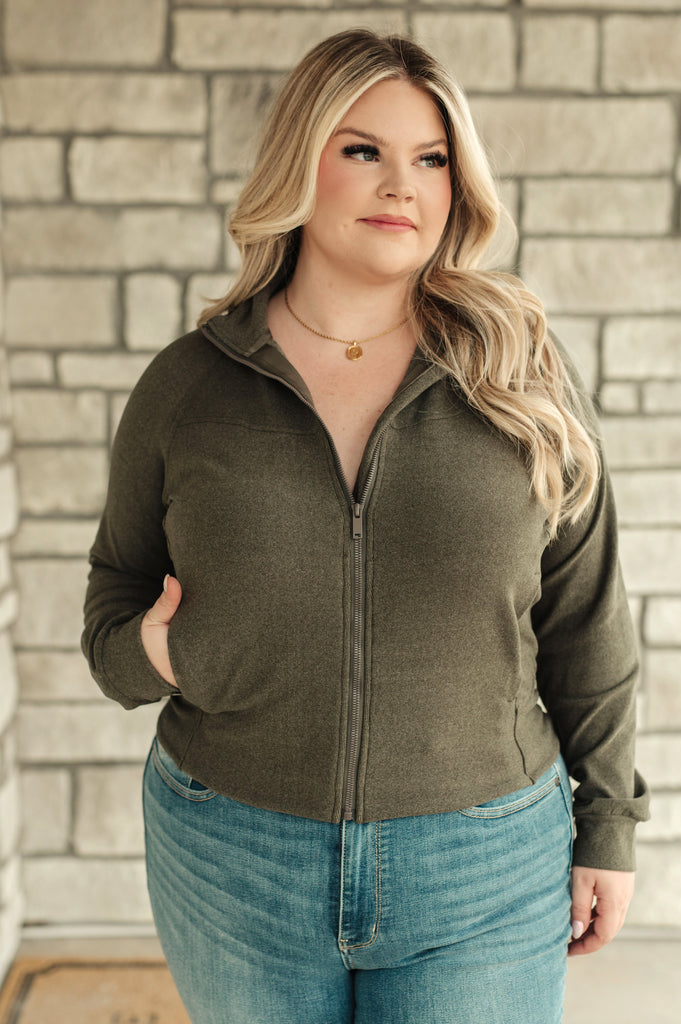 Where Are You Zip Up Jacket in Olive-Shirts & Tops- Simply Simpson's Boutique is a Women's Online Fashion Boutique Located in Jupiter, Florida