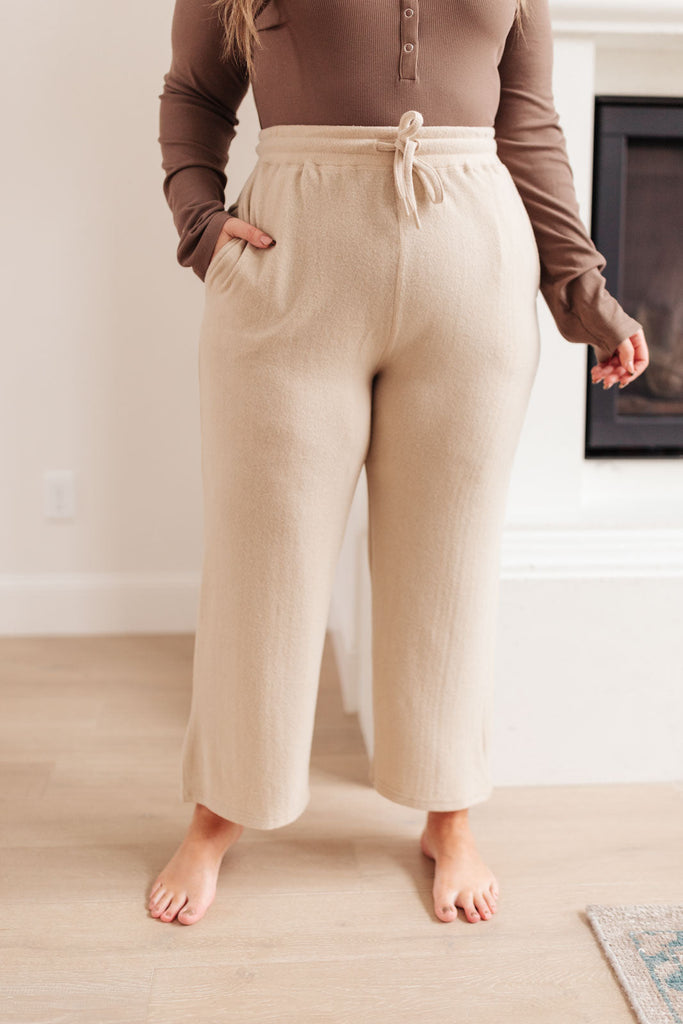 Wide Legged & Cozy Sweatpants in Sand-Pants- Simply Simpson's Boutique is a Women's Online Fashion Boutique Located in Jupiter, Florida