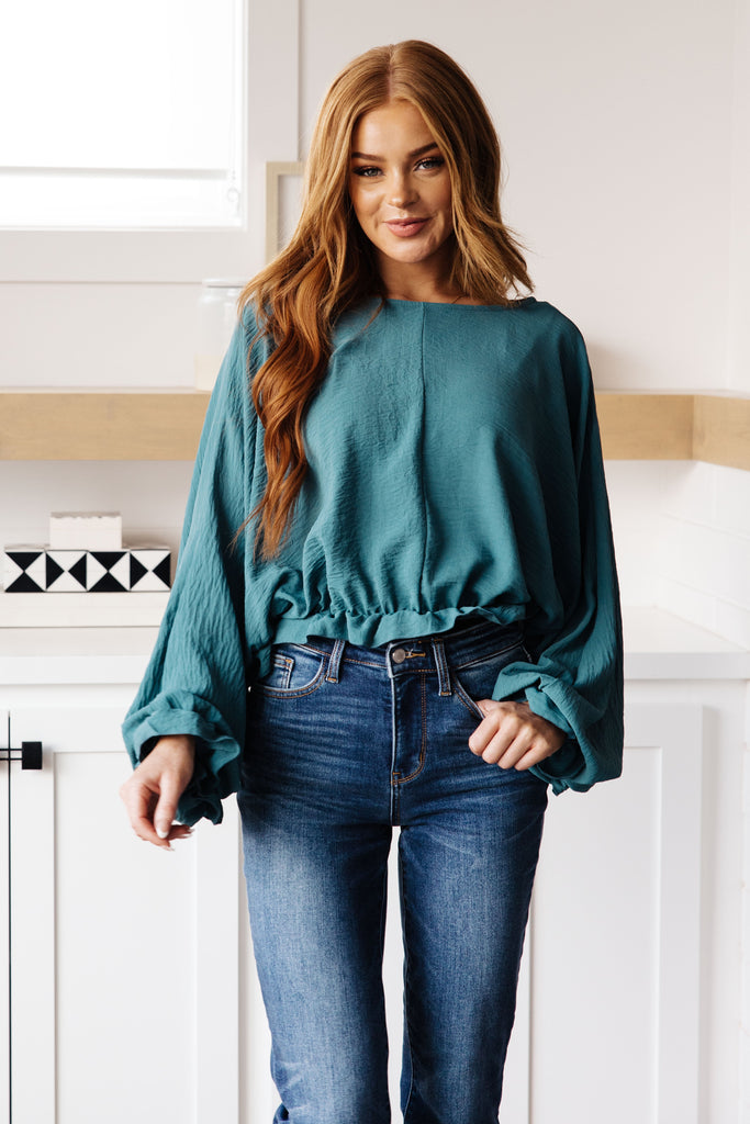 Winging It Ruffle Detail Top in Teal-Shirts & Tops- Simply Simpson's Boutique is a Women's Online Fashion Boutique Located in Jupiter, Florida