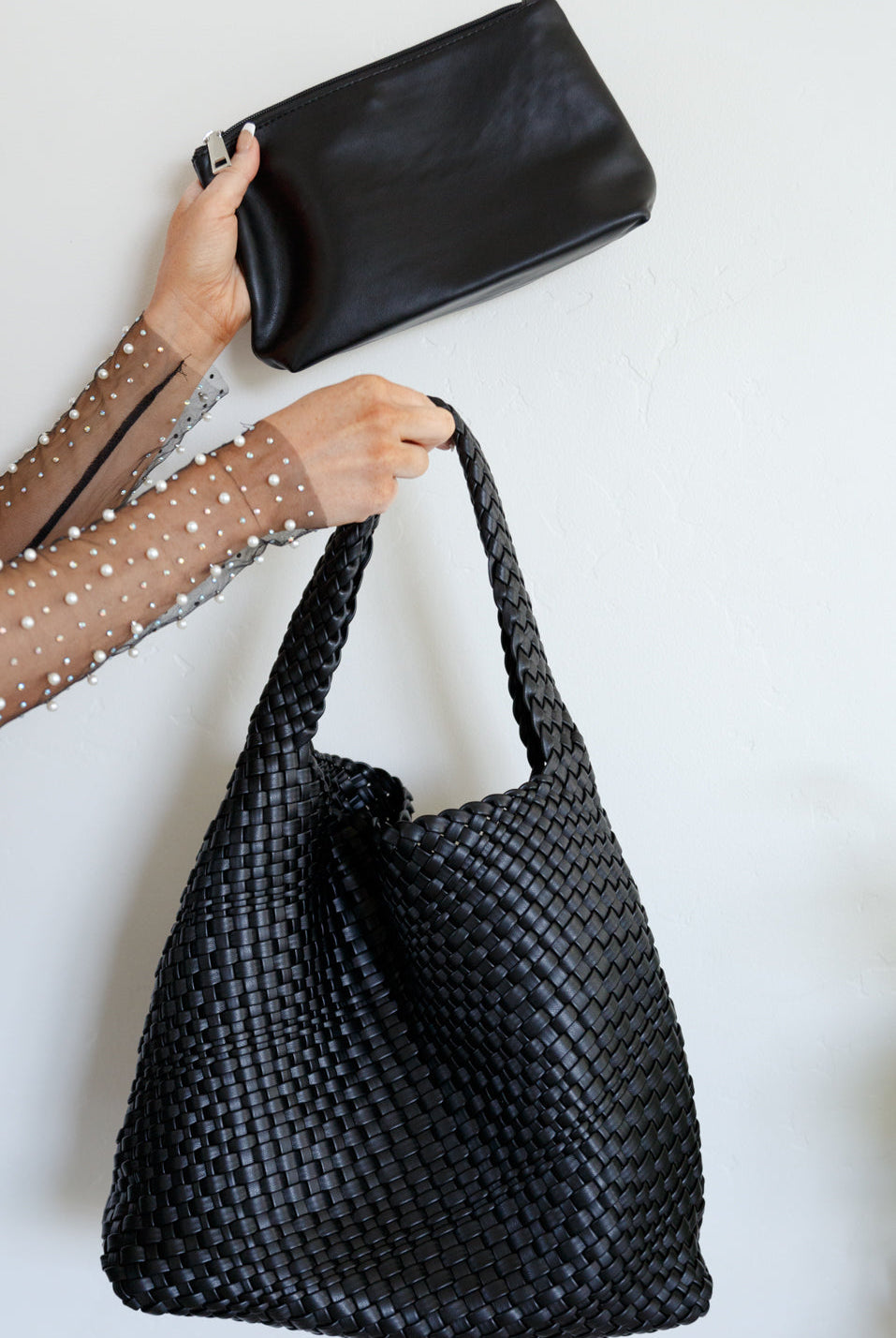 Woven and Worn Tote in Black-Accessories- Simply Simpson's Boutique is a Women's Online Fashion Boutique Located in Jupiter, Florida