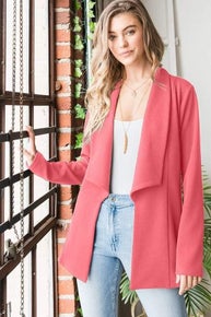 Coral Shawl Lapel Blazers-180 Outerwear/Jackets- Simply Simpson's Boutique is a Women's Online Fashion Boutique Located in Jupiter, Florida