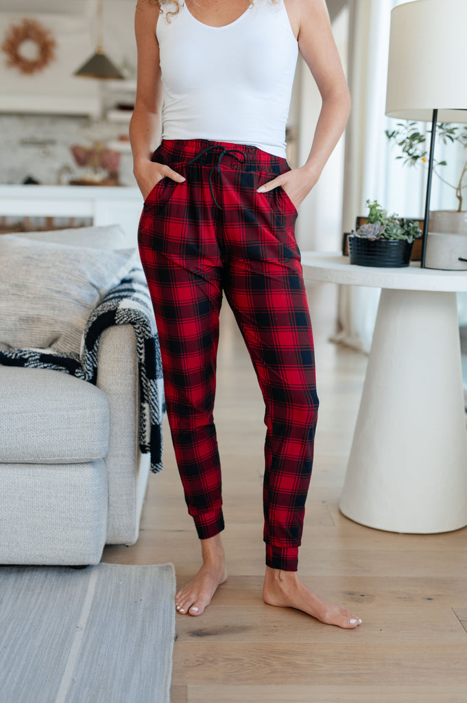 Your New Favorite Joggers in Red Plaid-Pants- Simply Simpson's Boutique is a Women's Online Fashion Boutique Located in Jupiter, Florida