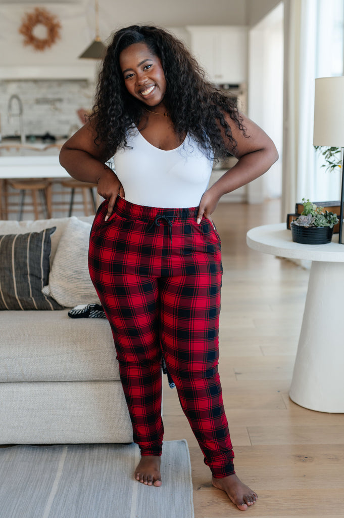 Your New Favorite Joggers in Red Plaid-Pants- Simply Simpson's Boutique is a Women's Online Fashion Boutique Located in Jupiter, Florida