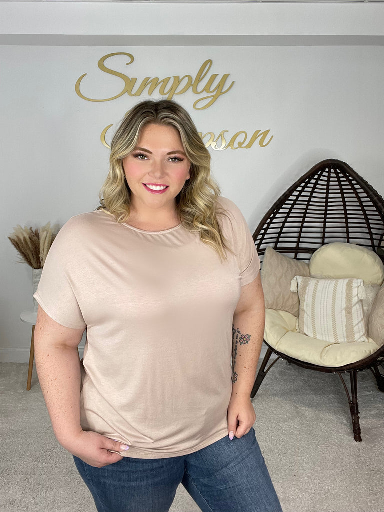 Taupe Laser Cut Out Back Top-Shirts & Tops- Simply Simpson's Boutique is a Women's Online Fashion Boutique Located in Jupiter, Florida