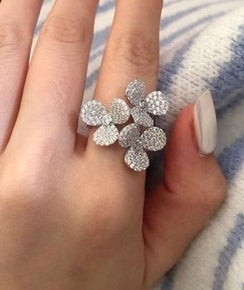 Silver Triple Flower Adjustable Ring-280 Jewelry- Simply Simpson's Boutique is a Women's Online Fashion Boutique Located in Jupiter, Florida