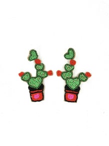 Cactus Beaded Earrings-Earrings- Simply Simpson's Boutique is a Women's Online Fashion Boutique Located in Jupiter, Florida