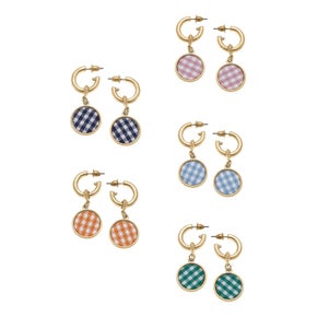 Gingham Mini Drop Hoop Earrings-Earrings- Simply Simpson's Boutique is a Women's Online Fashion Boutique Located in Jupiter, Florida